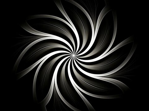 Circular fractal kaleidoscope patterns. Morphing shape. Seamless vj loop. Black and white. Background for business and advertising.