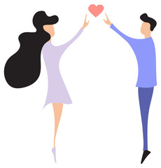 Love couple  illustration. Girl and boy flying. Romantic story.
