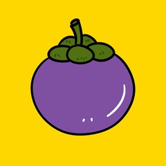 mangosteen cartoon on yellow background