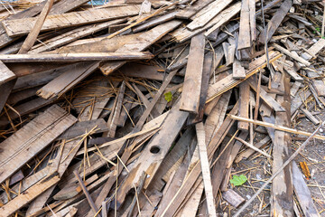 Old wooden floorboards for recycling after renovation