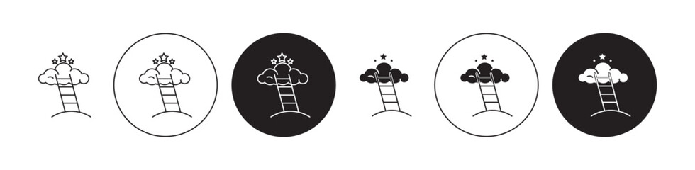 Career ladder vector icon set in black filled and outlined style. Person promotion progress icon for ui designs.