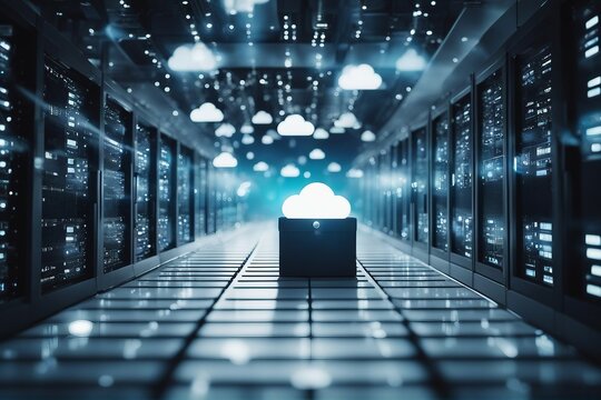 Cloud technology computing Devices connected to digital storage in the data center via the Internet