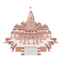 ram mandir in Ayodhya temple plan design - obrazy, fototapety, plakaty