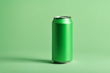 Isolated Light Green Can Mockup on Soft Background Generative AI