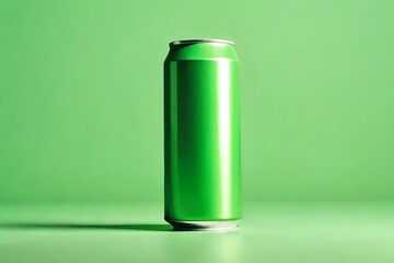Isolated Light Green Can Mockup on Soft Background, Soda Can Mock-up Generative AI