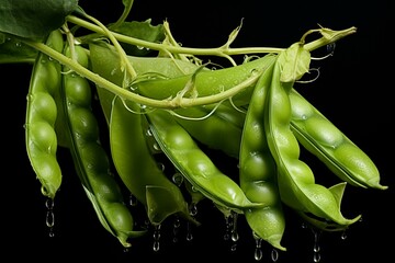 Edible seed pods from pea plant. Gregor Mendel studied them for genetic knowledge. Generative AI