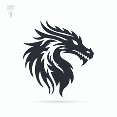 Head of dragon silhouette icon. Astrology chinese lunar calendar animal. Vector illustration	