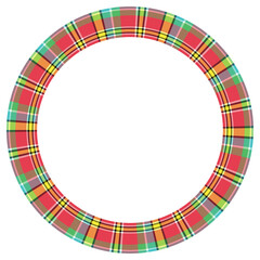 Circle borders and frames . Round border pattern geometric vintage frame design. Scottish tartan plaid fabric texture. Template for gift card, collage, scrapbook or photo album and portrait..