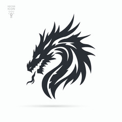 Head of dragon silhouette icon. Astrology chinese lunar calendar animal. Vector illustration	
