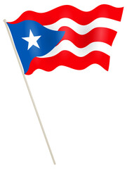 Puerto Rico flag on flagpole waving in the wind.  illustration.