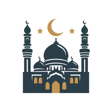 Muslim mosque icon. Beautiful Muslim temple. Vector illustration