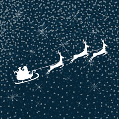 Obraz na płótnie Canvas Santa rides on reindeer. hand drawing. Not AI, Illustrat3. Vector illustration