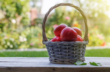 Basket with fresh red apples