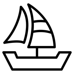 Sailboat on Sea Ocean with line icon style