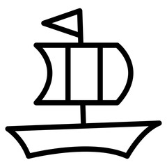 Sailboat on Sea Ocean with line icon style