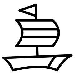 Sailboat on Sea Ocean with line icon style