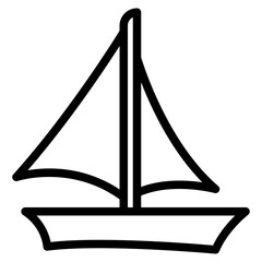 Sailboat on Sea Ocean with line icon style