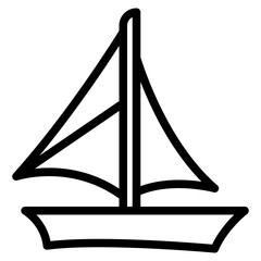 Sailboat on Sea Ocean with line icon style
