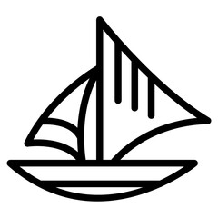 Sailboat on Sea Ocean with line icon style