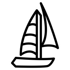 Sailboat on Sea Ocean with line icon style