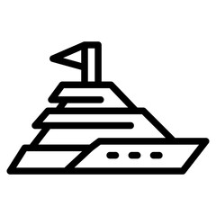 Sailboat on Sea Ocean with line icon style