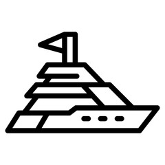 Sailboat on Sea Ocean with line icon style