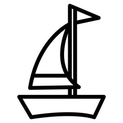 Sailboat on Sea Ocean with line icon style