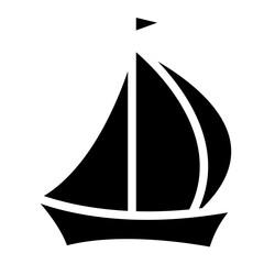 Sailboat on Sea Ocean with glyph icon style