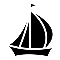 Sailboat on Sea Ocean with glyph icon style