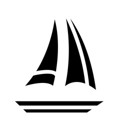 Sailboat on Sea Ocean with glyph icon style