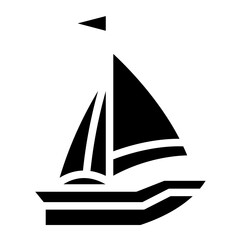 Sailboat on Sea Ocean with glyph icon style