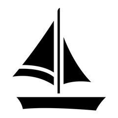 Sailboat on Sea Ocean with glyph icon style