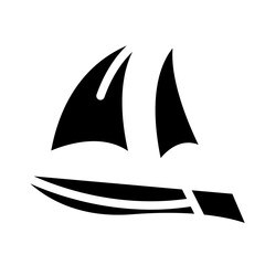 Sailboat on Sea Ocean with glyph icon style