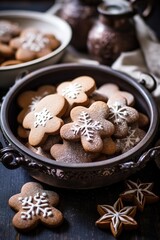 Christmas gingerbread cookies adorned with sweet icing