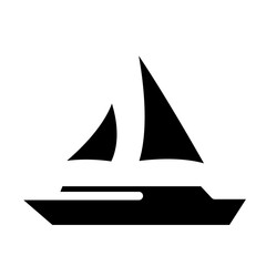 Sailboat on Sea Ocean with glyph icon style