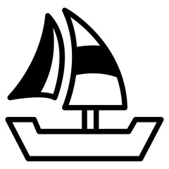 Sailboat on Sea Ocean with black fill icon style