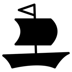 Sailboat on Sea Ocean with black fill icon style