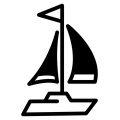 Sailboat on Sea Ocean with black fill icon style