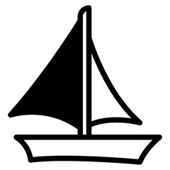 Sailboat on Sea Ocean with black fill icon style