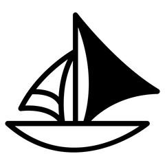 Sailboat on Sea Ocean with black fill icon style