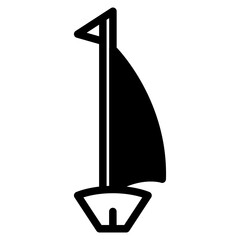 Sailboat on Sea Ocean with black fill icon style