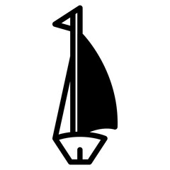 Sailboat on Sea Ocean with black fill icon style
