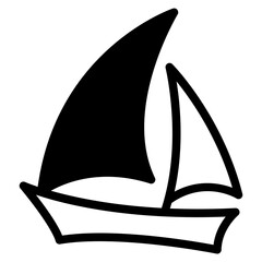 Sailboat on Sea Ocean with black fill icon style