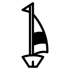 Sailboat on Sea Ocean with black fill icon style