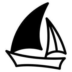 Sailboat on Sea Ocean with black fill icon style