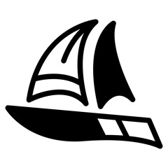 Sailboat on Sea Ocean with black fill icon style