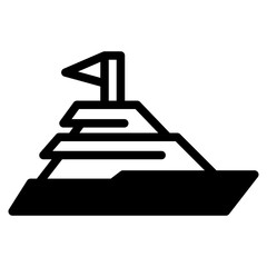 Sailboat on Sea Ocean with black fill icon style