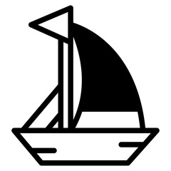 Sailboat on Sea Ocean with black fill icon style