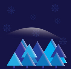 French blue Christmas tree EPS 10. transparency. gradients