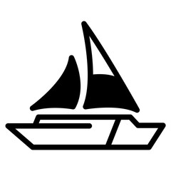 Sailboat on Sea Ocean with black fill icon style